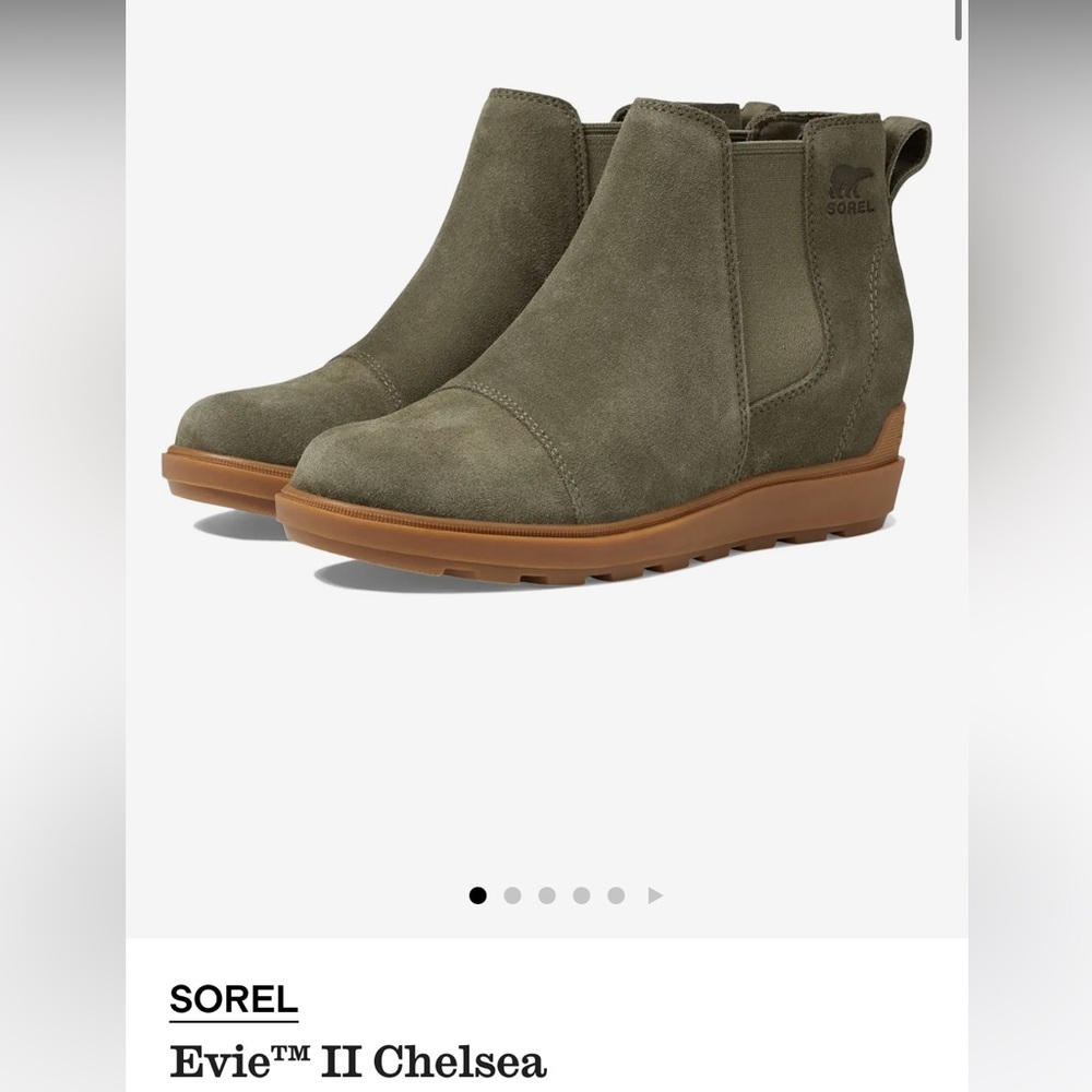Sorel Evie II Chelsea Ankle Boots - Green- Size 6.5